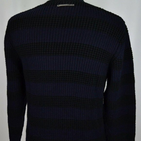 Surface to Air Black Blue Chunky Woven Ribbed Wool - Picture 2 of 5